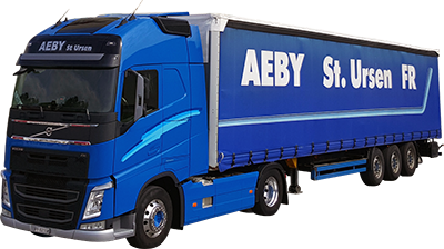 Aeby Transport Fribourg Camion train routier baché
